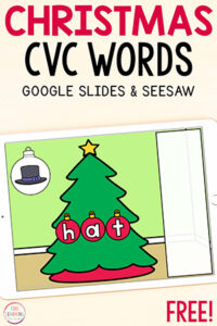 Christmas tree CVC reading activity.