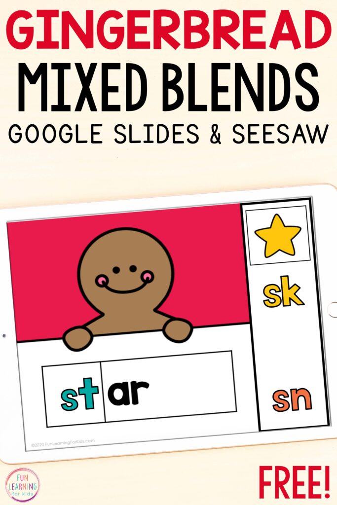 A free gingerbread reading activity for Google Slides and Seesaw.