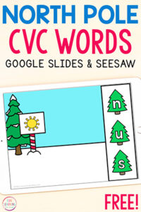 Evergreen tree CVC word work activity for winter.