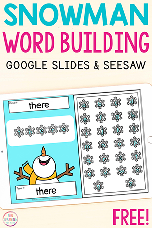 Editable Snowman Word Building Digital Word Work Activity