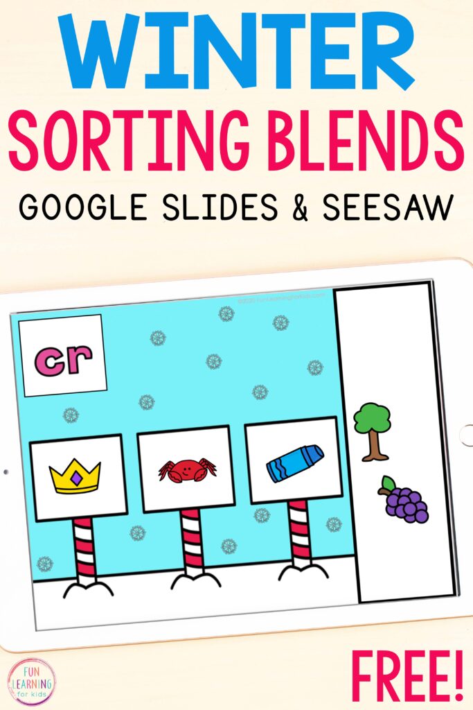 A winter theme phonics activity for use on Seesaw and Google Slides.