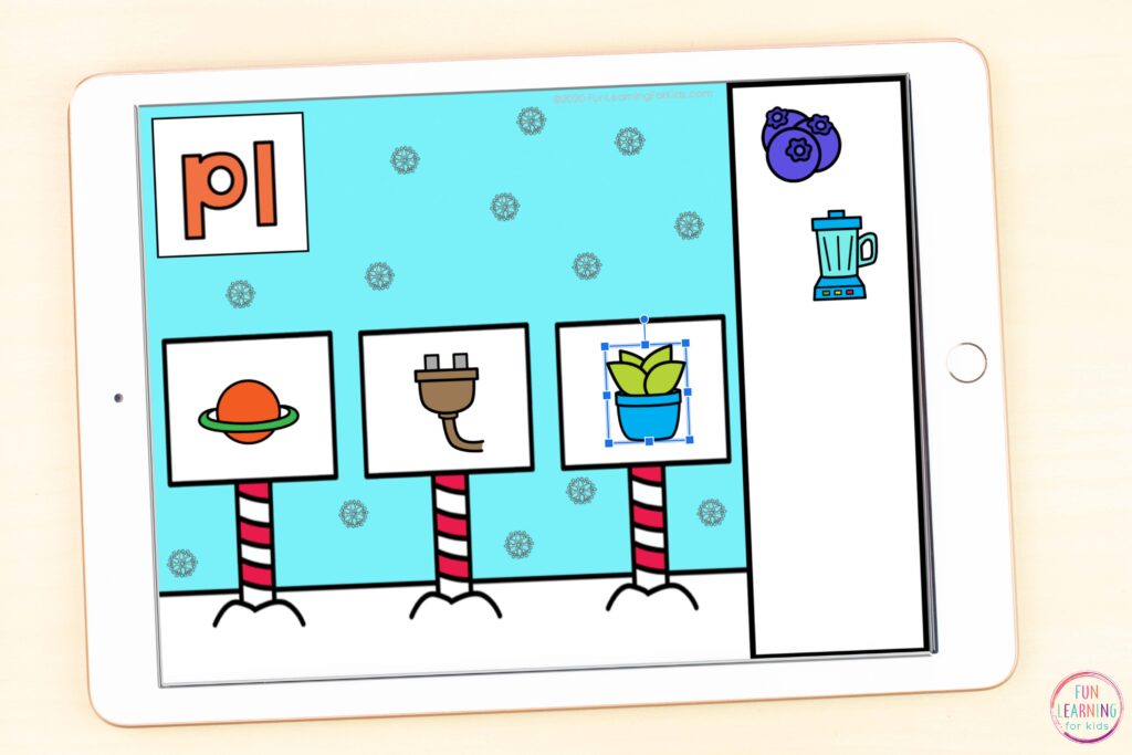Free blends phonics activity for Google Slides and Seesaw. 