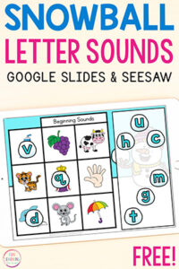 Snowball winter theme alphabet activity for Google Slides and Seesaw.