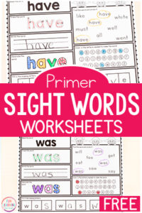 Free kindergarten sight word worksheets.