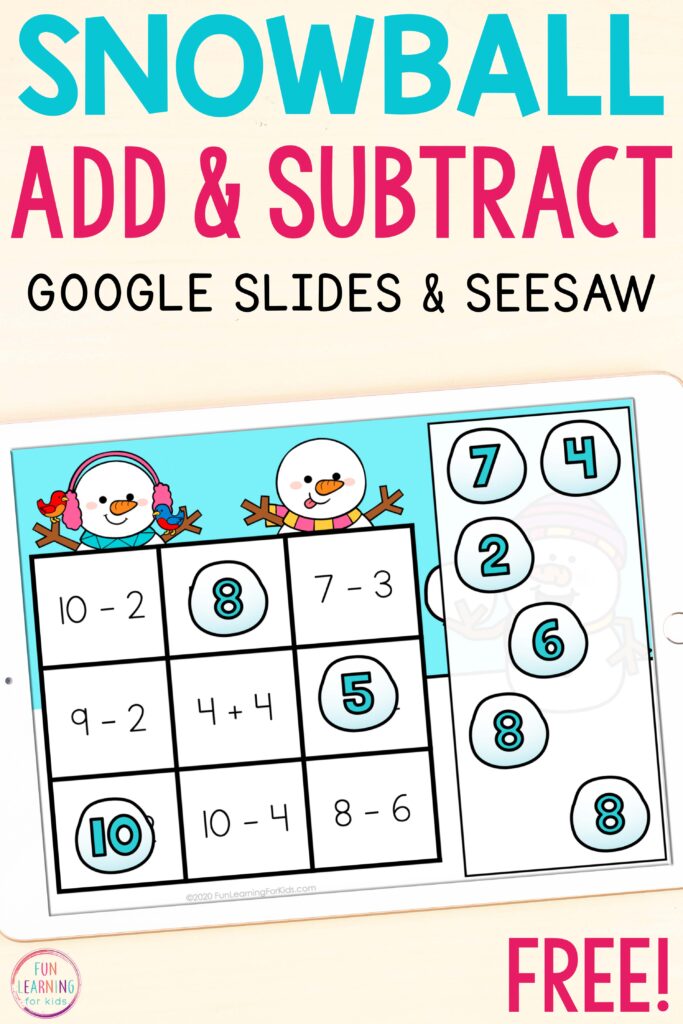 A free paperless addition and subtraction math activity. 