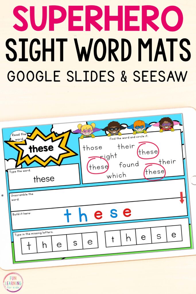 Fun paperless sight word mats for alll grade levels.