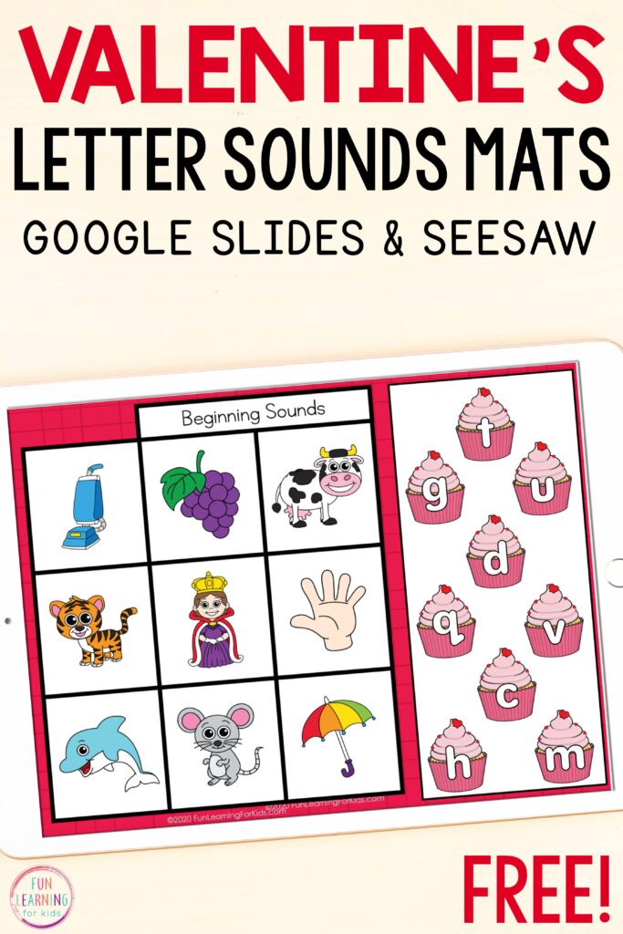 A free Valentine's theme activity for learning to isolate initial, medial, and final sounds while utilizing Google Slides and Seesaw.