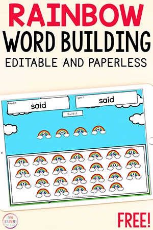 Editable Rainbow Word Building Digital Word Work Activity