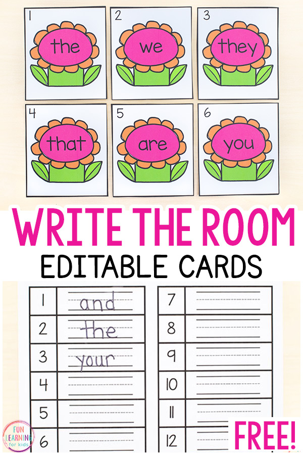 Free editable flower theme write the room literacy activity. 