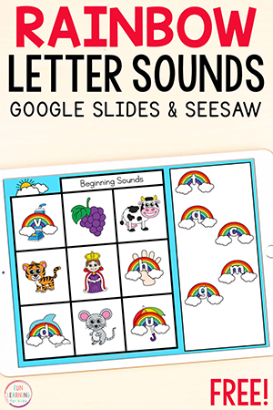 Digital Rainbow Letter Sounds Matching Literacy Activity