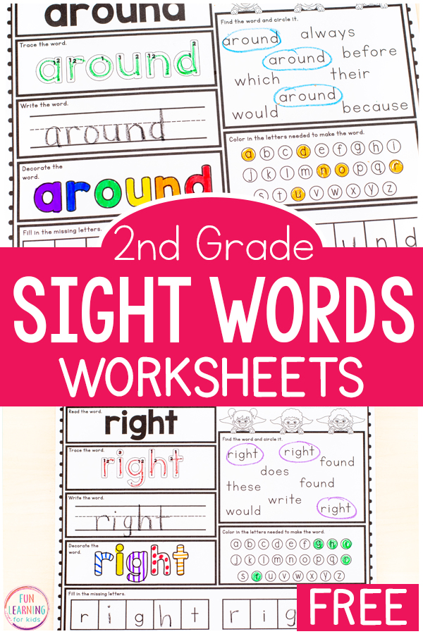 Free printable second grade sight word worksheets for the second grade sight word list.