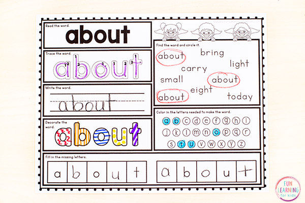 Printable third grade sight word worksheets.