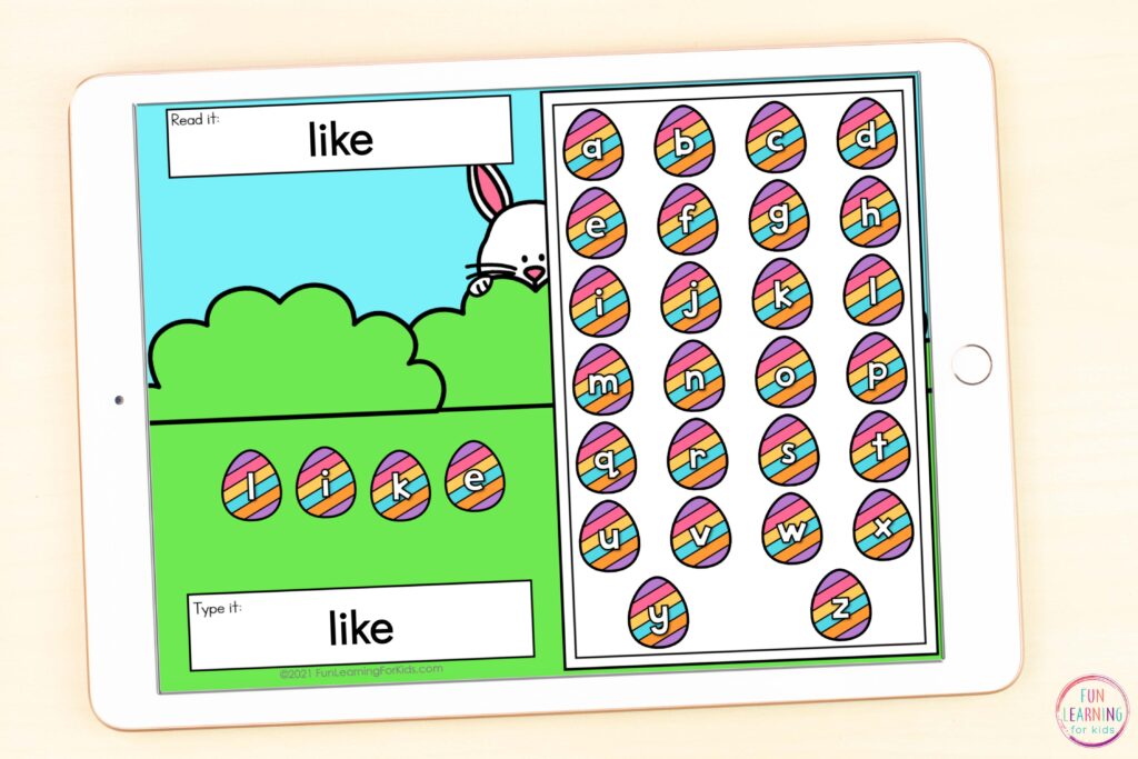 A free digital Easter sight word activity for Seesaw and Google Slides. 