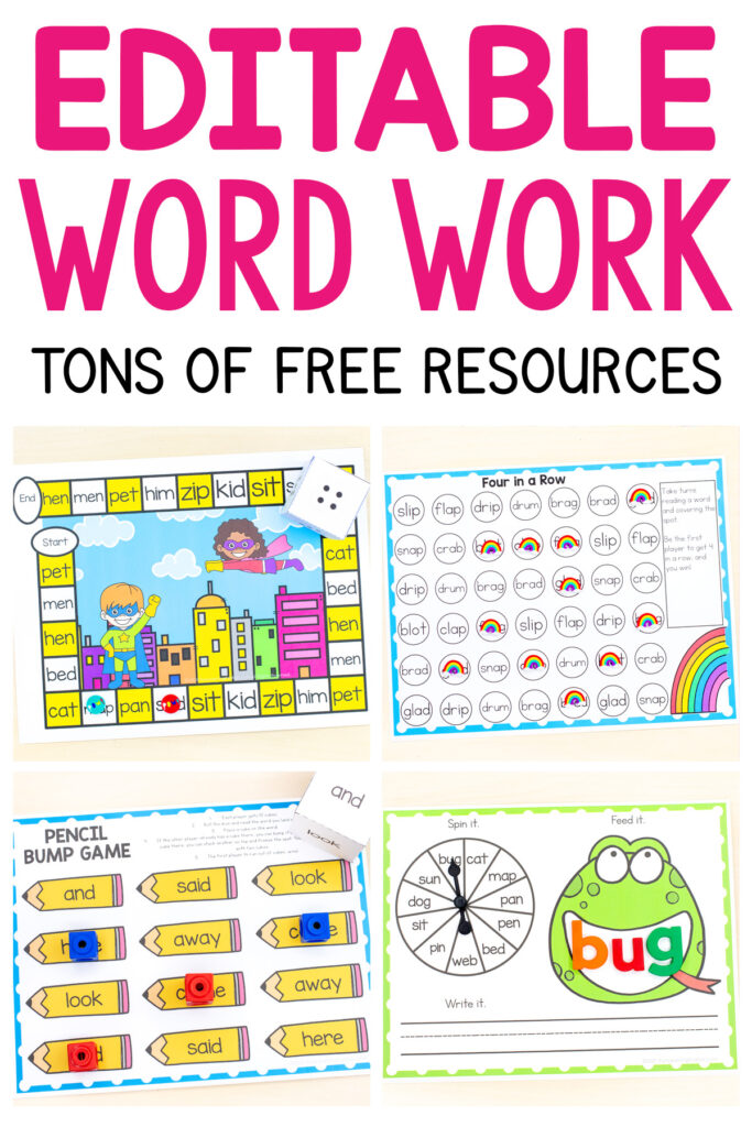 Editable Word Work Games and Activities for Kids