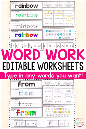 Editable Sight Word Worksheets – Editable Word Work Printables