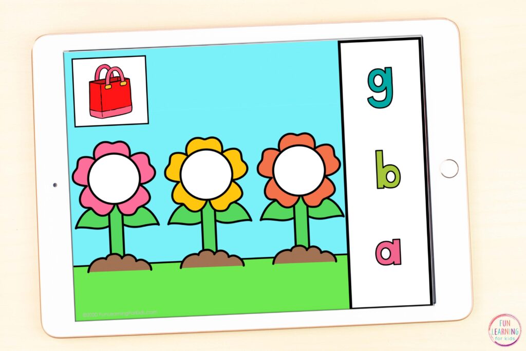 Free paperless CVC word work activity for use on Google Slides and Seesaw.