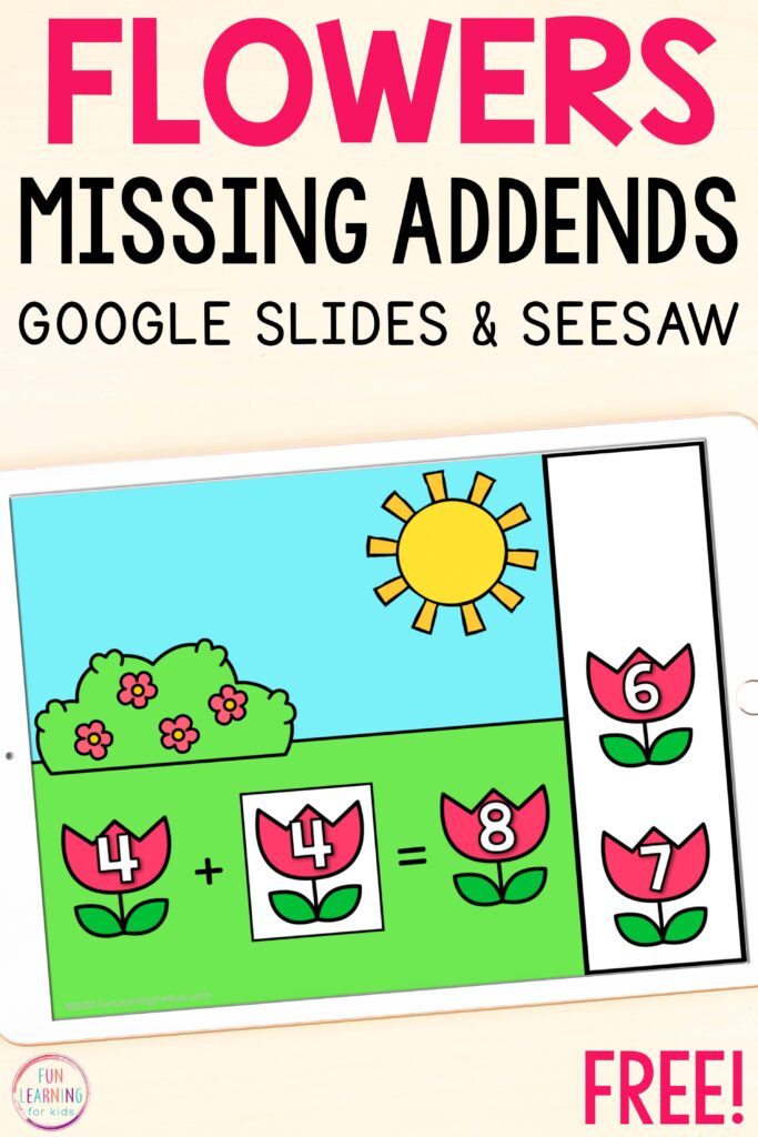 A paperless missing addends addition activity for finding missing addends in addition sentences.