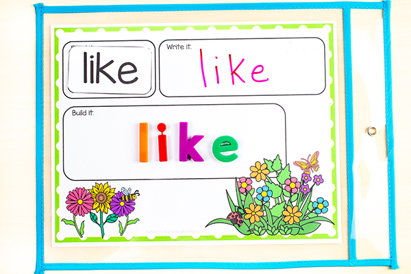 Free word work activity mats for spring. 
