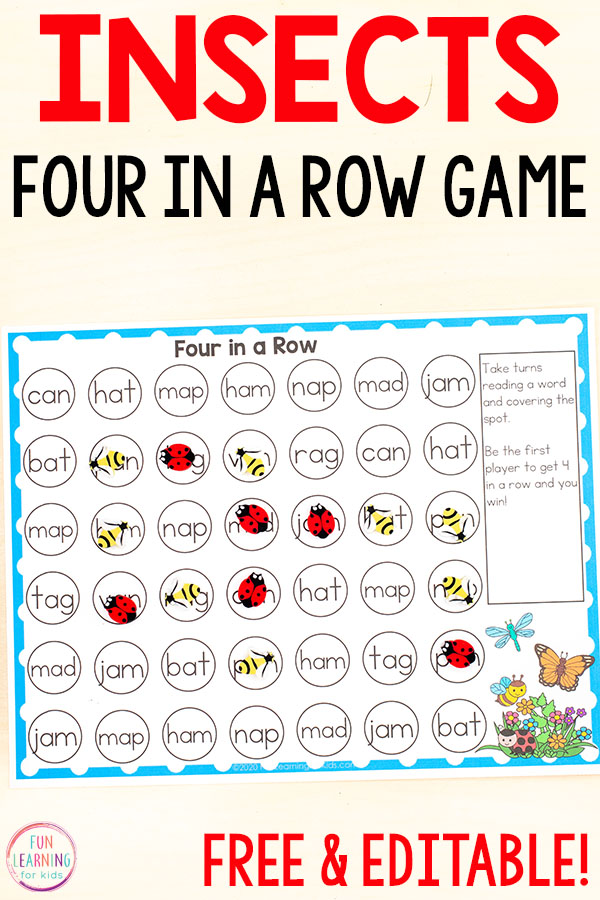 Free editable game for word work and math facts.