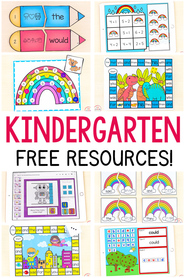 Free kindergarten printable and digital resources for teaching.