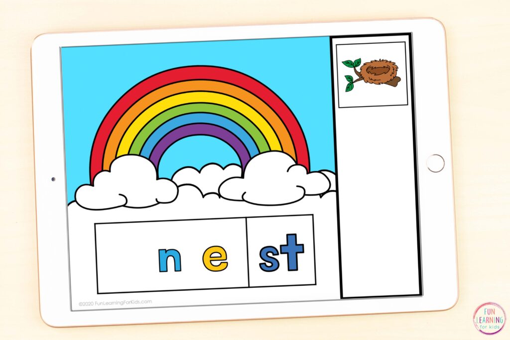 Rainbow blends word work activity for Seesaw and Google Slides.