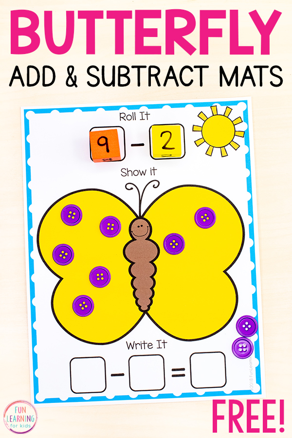Insect theme math activity for learning addition and subtraction within 20.