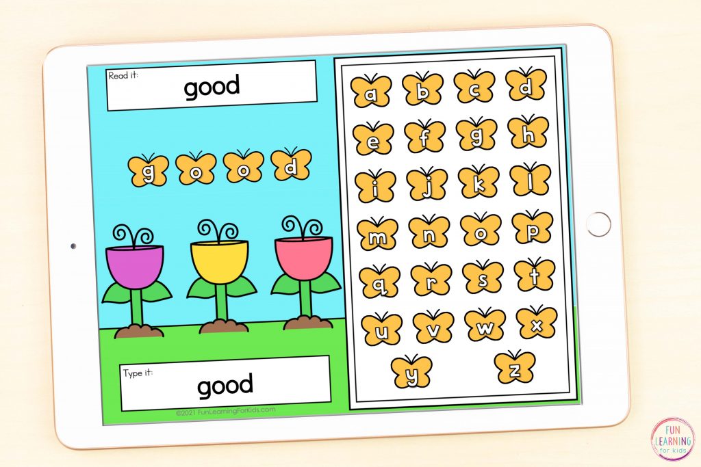 Free spring theme word work mats for Google Slides and Seesaw.