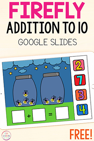 Digital Firefly Addition to 10 Math Activity