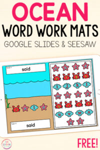 Ocean theme word work mats for Slides and Seesaw.