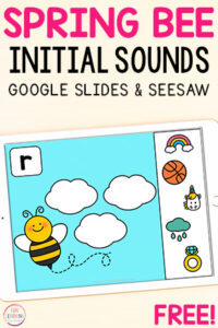 Spring bee theme beginning sounds activity for virtual learning.