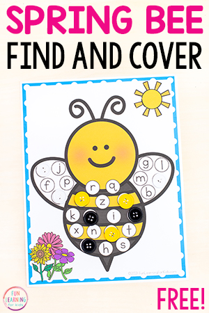 Spring Bee Find and Cover the Letter Printable for Preschool