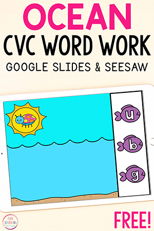 Digital Ocean CVC Word Building Literacy Activity