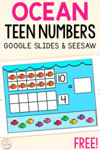 Ocean teen numbers addition activity.