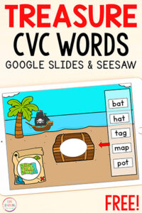 Pirate treasure hunt CVC words activity.