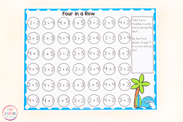 Free editable games pack for summer themed math and literacy centers.