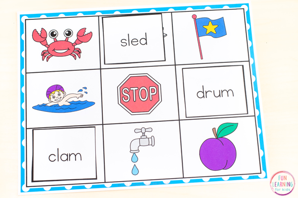Free printable blends words activity for teaching reading.