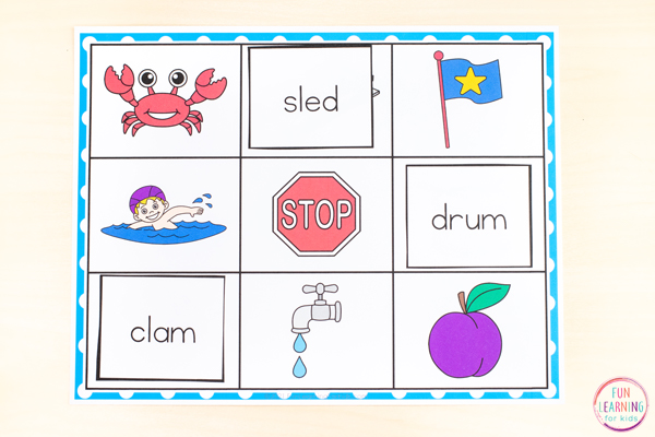 Free printable blends activity for literacy centers and small group reading instruction.