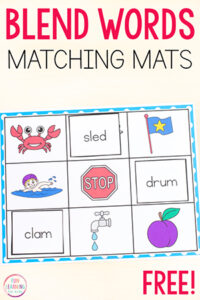 Blend words matching mats for literacy centers.