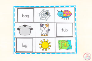 Free Printable CVC Words Matching Mats