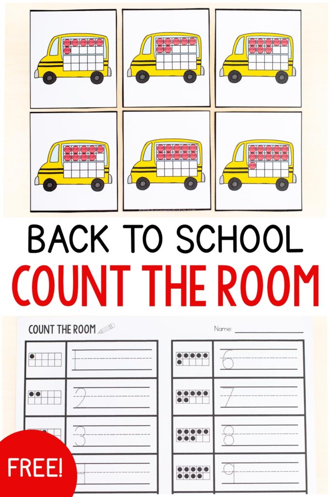 Free back to school theme count the room math activity.