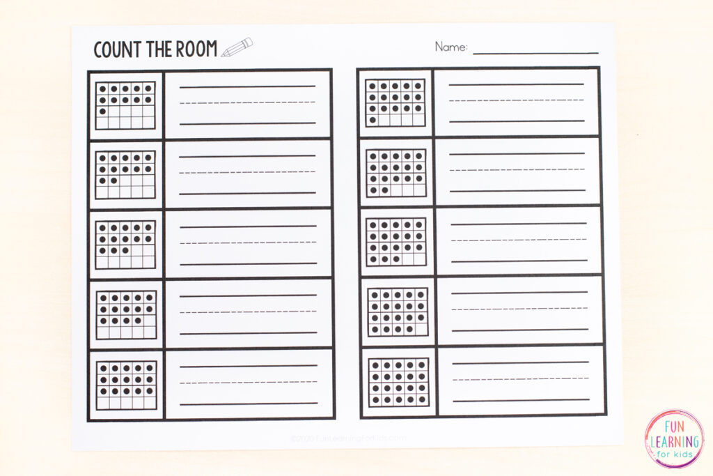 Free back to school theme count the room math centers.