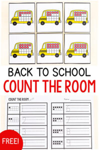 Back to school theme count the room math activity.