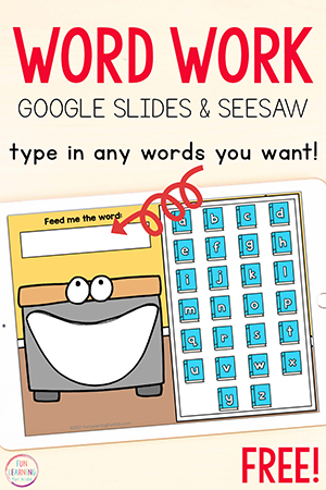 Digital Back to School Feed Me Words Activity