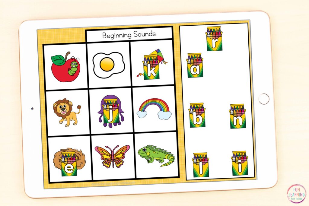 A back to school themed digital letter sounds activity for use on Google Slides or Seesaw.