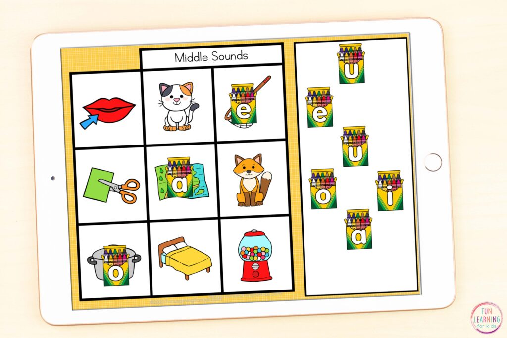 Back to school phonemic awareness digital activity for Google Slides and Seesaw.