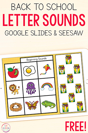 Digital Back to School Letter Sounds Matching Activity