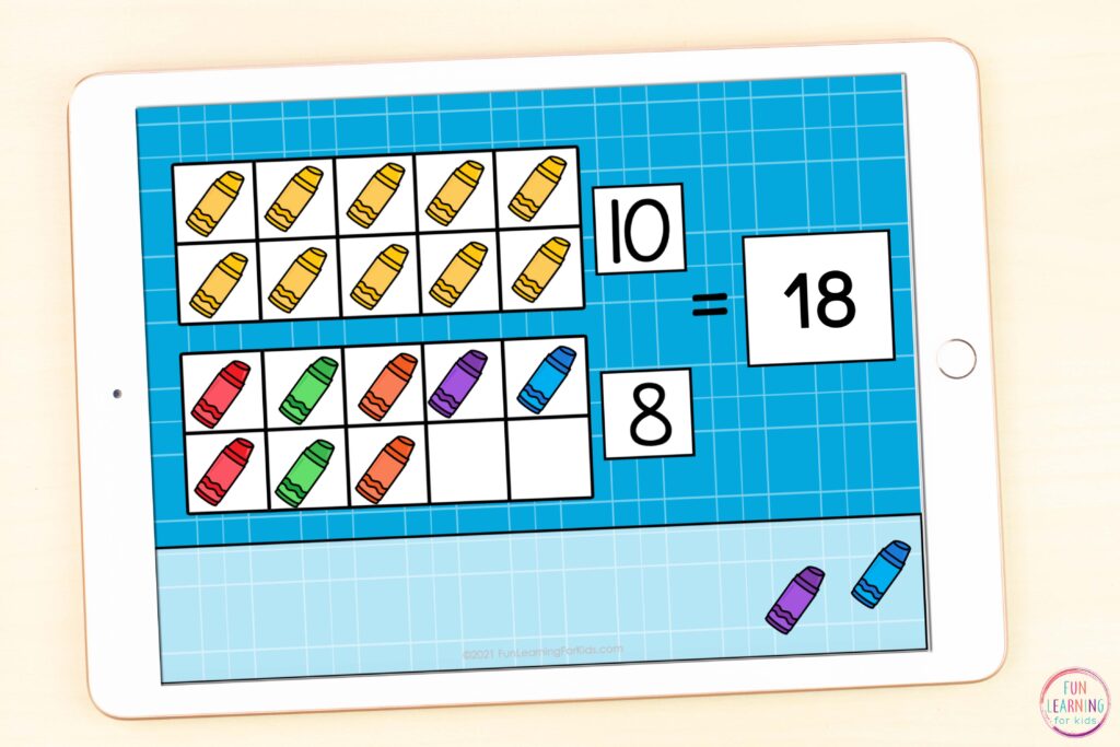 A free digital teen numbers math activity for kindergarten and first grade.