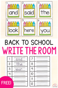 Editable back to school write the room activity for literacy centers.