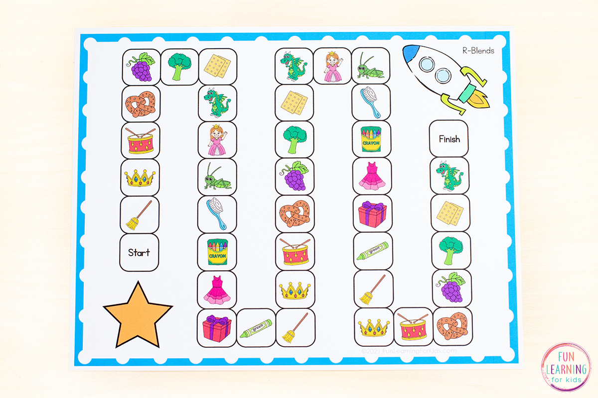 Kemi Forpustet Ni Blend Words Free Printable Board Game for Kindergarten