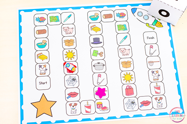 Free printable phoneme isolation activity for practice with identifying middle vowel sounds in CVC words.